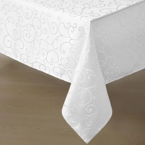Vista 8 de Romanstile Mantel Rectangular de Jacquard, Mantel de Mesa Impermeable Elegante con Patrón Floral Rizado de Damasco, Cubierta de Mesa Decorativa