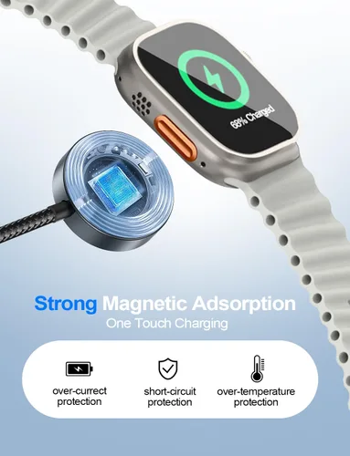 Vista 6 de Cable de carga múltiple para cargador de Apple Watch/cargador de iPhone, cable tipo C para iWatch Ultra/10-2/iPhone 17-11/Samsung S25-S20 1-negro