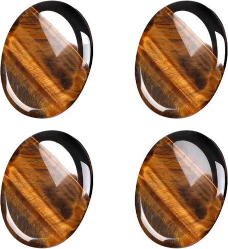 Vista 11 de Roowest 4 piedras de preocupación para el pulgar para la ansiedad, cristal natural, piedras curativas, chakras, amatista, ojo de tigre, cuarzo