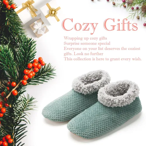 Vista 6 de The Metluks Soft Fuzzy Slippers for Women Indoor, Warm Furry House Sock Shoes Fluffy Lined, Bedroom Booties Non-Slip Gripper Soles, Winter Cozy