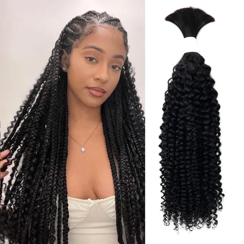 Vista 37 de Liqusee Cabello Humano para Trenzar 3.53 oz Un Paquete 14 Pulgadas Negro Natural Ondulado Rizado a Granel Cabello Humano para Trenzar Sin Trama 100%