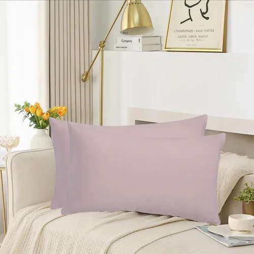 Vista 3 de Juego de 2 fundas de almohada lumbares decorativas de terciopelo de algodón suave de 12 x 20 pulgadas, fundas de cojín para sofá, dormitorio