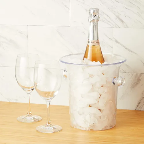Vista 5 de Cubo de Hielo de Acrílico Transparente Verdadero con Asas, Capacidad de 3 Litros, Cubo Duradero para Vino y Champán, Perfecto para Fiestas, BBQs