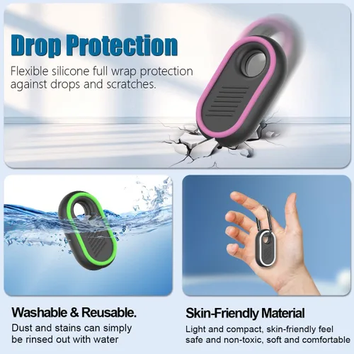 Vista 3 de Paquete de 4 fundas compatibles con Samsung Galaxy SmartTag2, resistentes fundas de silicona suave antideslizante para Galaxy Smart Tag 2