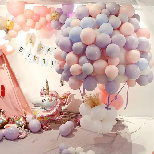 Vista 9 de Globos pastel de 10 pulgadas, 100 unidades de globos de color arcoíris de color caramelo de macarrón para bodas, cumpleaños, baby shower