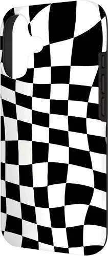 Vista 2 de Funda clásica a cuadros para iPhone 17, diseño ondulado de tablero de ajedrez en blanco y negro