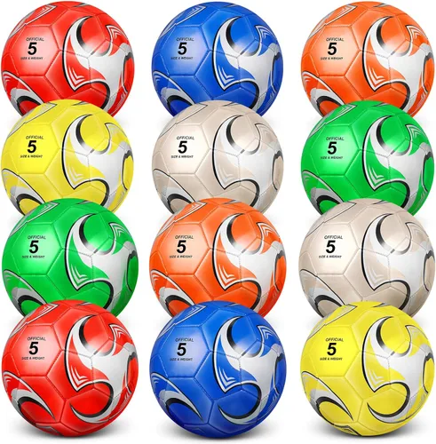 Vista 7 de Supervitae Paquete de 12 pelotas de fútbol para adolescentes y adultos, a granel, pelotas de fútbol desinfladas con bomba, entrenamiento al aire
