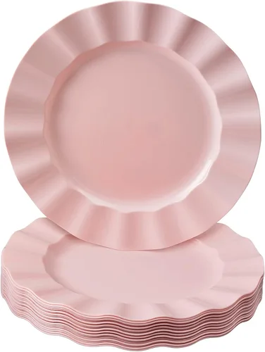 Vista 17 de Silver Spoons Platos de postre desechables 10 piezas Platos de plástico resistente Elegante aspecto fino de porcelana Velo, marfil