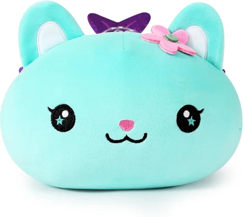 Vista 2 de Onsoyours Lindo gatito sirena de peluche de gatito, suave almohada de felpa de gato sirena para niños (sirena de gato azul, 12 pulgadas)
