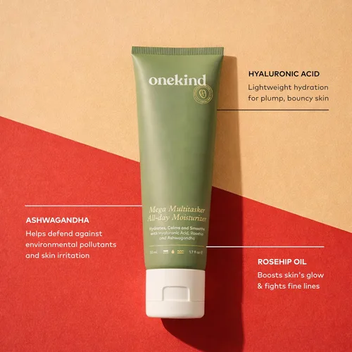 Vista 4 de Onekind Mega Multitasker Crema hidratante para todo el día, crema facial hidratante con ácido hialurónico y glicerina, hidratante antienvejecimiento