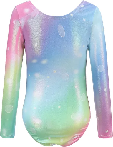 Vista 4 de Happy Cherry Leotardos de gimnasia para niñas, brillante, atlético, unitardo, ropa de baile