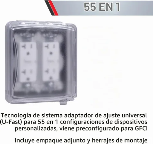 Vista 6 de TayMac MM1410C Configuraciones 55-en-1 de 2-Gang, Cubierta Plana de Plástico Vertical Resistente a la Intemperie, Transparente
