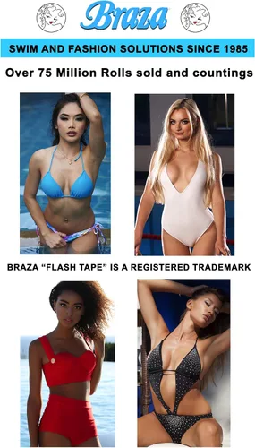 Vista 4 de Braza Cinta de natación flash con exclusivo forro Crack N Peel Ropa adhesiva transparente de doble cara, tela y cinta corporal