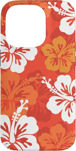 Vista 17 de Carcasa para iPhone 17 con diseño de flores hawaianas tropicales de hibisco naranja Y2K