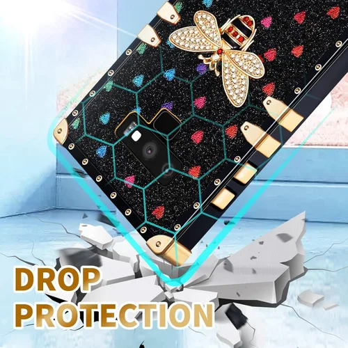Vista 6 de Loheckle Funda para Samsung Galaxy Note 9 para mujer, diseño con soporte de anillo y cordón, elegante funda de lujo de abejas para Samsung Note 9 6.4