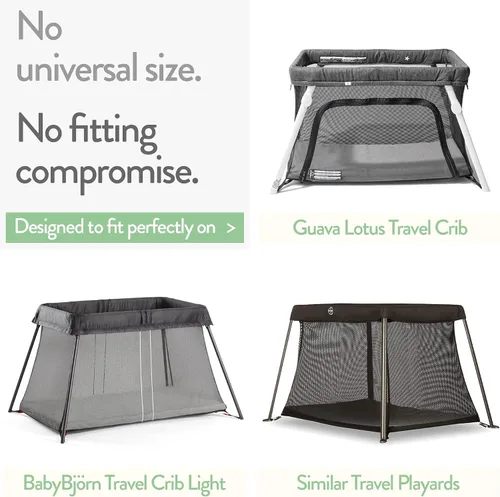 Vista 2 de Sábanas bajeras de viaje para cuna, compatibles con Guayaba Lotus, Baby Bjorn, Dream on Me Travel Cuna Playard – Se adapta perfectamente a colchones