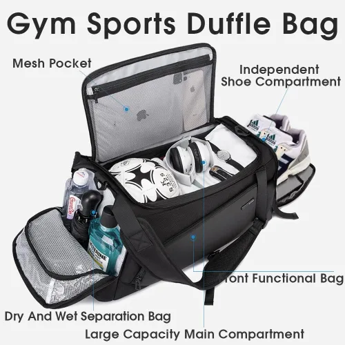 Vista 2 de BANGE Mochila deportiva de gimnasio para hombre y mujer Negro L Mochila