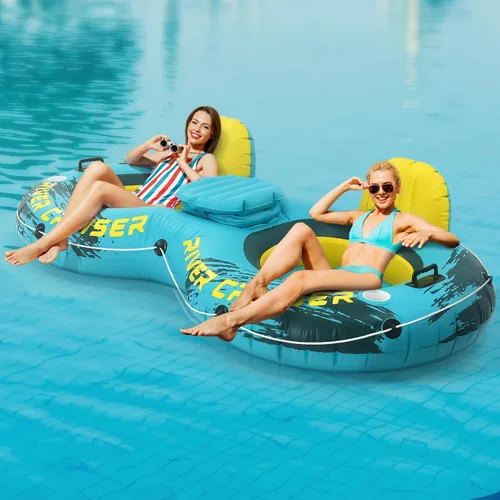 Vista 14 de River Tubes for Floating Heavy Duty Inflatable Floating Lounger Premium River Water Rafts Pool Float with Cup Holder Above Lake for Adults