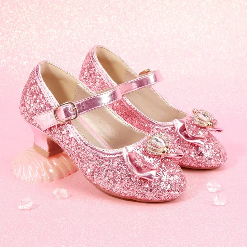 Vista 4 de PANDANINJIA Zapatos de vestir para niñas, zapatos Mary Jane para niñas, tacones bajos para niñas pequeñas, flores, boda, fiesta, escuela