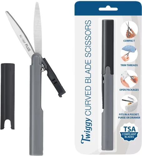 Vista 15 de Plus Tijeras Compactas Estilo Bolígrafo Twiggy con Tapa, Blanco
