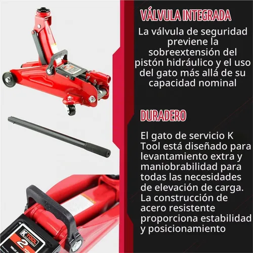 Vista 4 de K Tool International Gato de servicio hidráulico 63103A, rango de elevación de 5-1/8 a 13 pulgadas, acero resistente, ruedas giratorias, protección