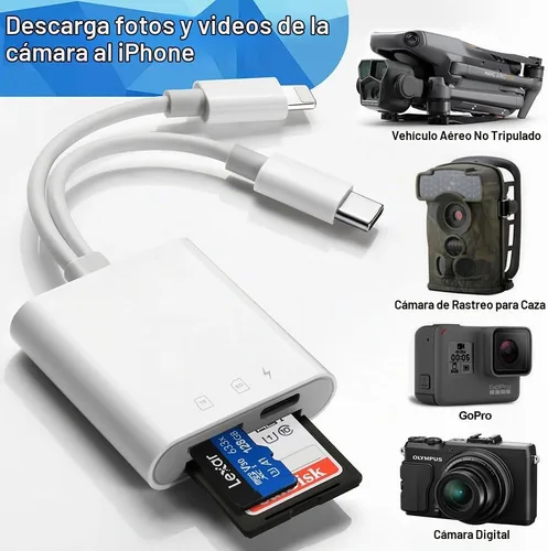 Vista 7 de Lector de Tarjetas SD para iPhone iPad, Visor de Tarjetas SD para Cámara de Sendero Digital con Ranura Dual para MicroSD/SD, Conectar y Usar, Carga