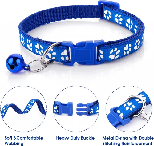 Vista 2 de Molain Collar ajustable para gatos y perros con correa, cuerda de entrenamiento duradera de liberación rápida, collar de hebilla para cachorros