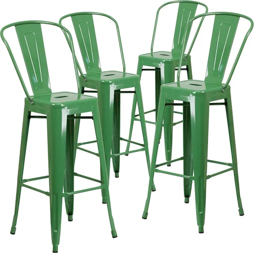 Vista 21 de Taburete Flash Furniture de bar, hecho de metal para interior y exterior, Metal, Negro