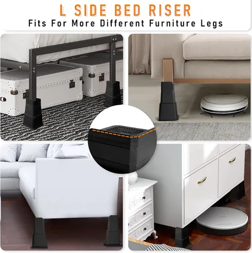 Vista 4 de shouwuhho Elevadores de cama de 12 pulgadas para trabajo pesado, elevadores de muebles de gran tamaño que soportan hasta 6,000 libras para sofá