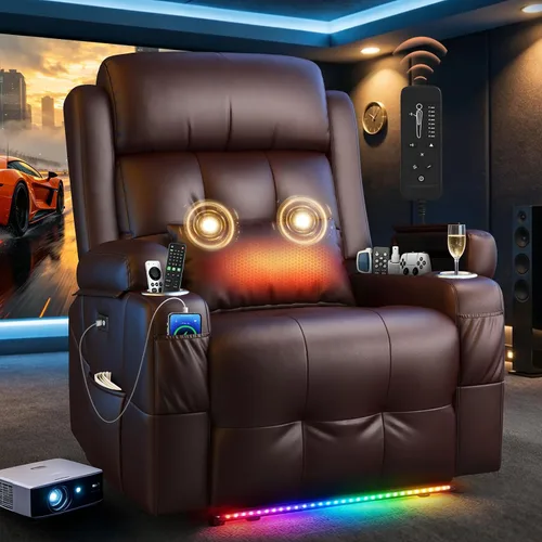 Vista 10 de Sofá de Dos Plazas Reclinable, Sofá Reclinable de Masaje con Gran Capacidad de Peso, Silla de Dos Plazas para RV en Liquidación con Consola, USB