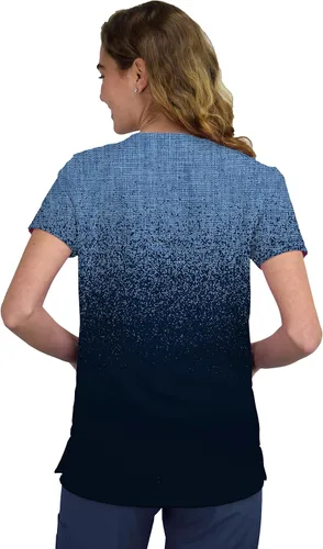 Vista 3 de Green Town Scrubs for Women V-Neck Scrub Top - Ombre Prints, 3 Pockets, Easy Care Uniforms