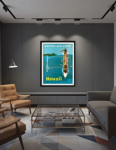 Vista 7 de Hawaii - United Air Lines - Póster de viaje de aerolínea vintage por Stan Galli c.1960 - Impresión artística maestra (sin marco) 6 x 9 pulgadas