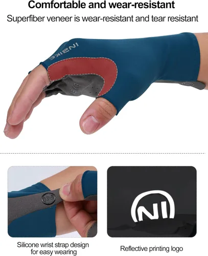 Vista 4 de INBIKE Guantes de ciclismo para hombres y mujeres, guantes de bicicleta transpirables ligeros de medio dedo, guantes de ciclismo de montaña