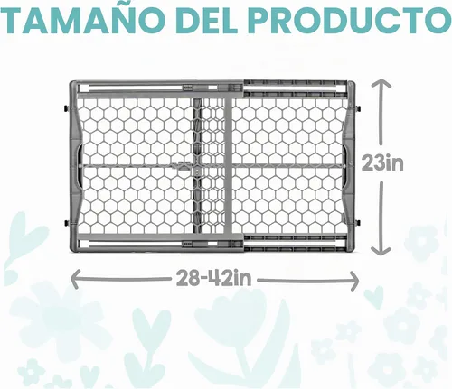 Vista 2 de Regalo Easy Fit - Puerta de plástico ajustable extra ancha para bebé, 1 unidad (paquete de 1) Montado a presión y ajustable, para bebés, niños