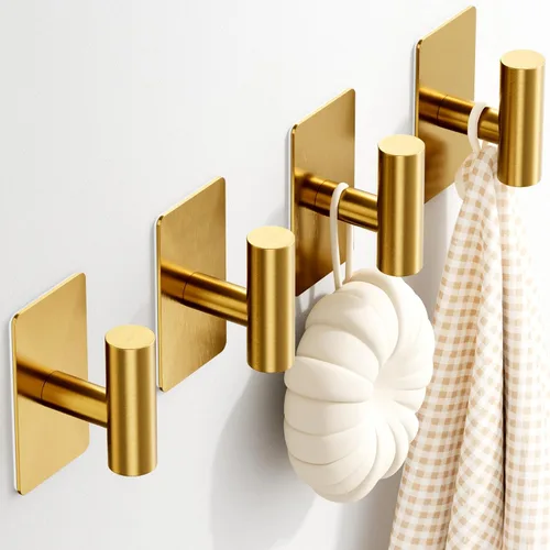 Vista 9 de GWAAZXGZ Ganchos para toallas de baño, paquete de 2, acabado negro mate, ganchos de pared adhesivos de acero inoxidable en forma de T para batas
