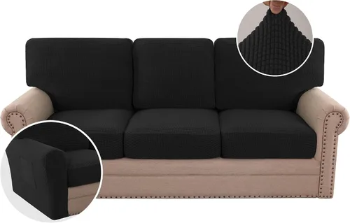 Vista 22 de H.VERSAILTEX Fundas elásticas para sillas de varias piezas, fundas para cojines ajustables para asiento y respaldo