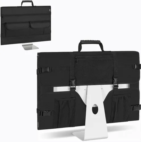 Vista 10 de Funda de transporte para monitor, funda de viaje para pantallas LCD de 24 pulgadas y monitores, bolsa protectora para monitor con asa de transporte