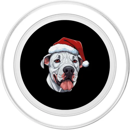Vista 2 de Dogo Argentino Dog Christmas Portrait PopSockets MagSafe PopGrip for iPhone