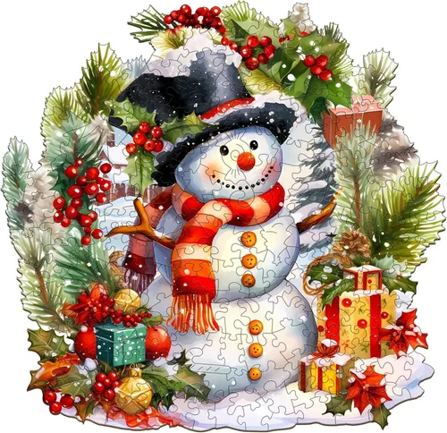 Vista 14 de Rompecabezas de madera de Navidad para adultos, rompecabezas de madera de pueblo nevado, rompecabezas de madera para adultos, regalos