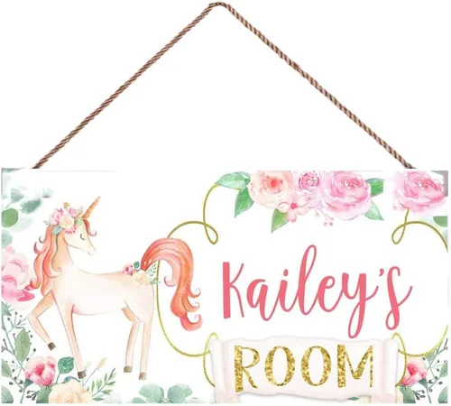Vista 10 de Letrero personalizado para puerta de jardín, diseño de flores rosas para dormitorio, cuarto de bebé, decoración de pared, regalo Habitación-1