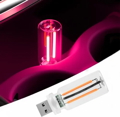 Vista 8 de Luz nocturna USB para automóvil, lámpara de filamento LED retro regulable táctil, mini luz ambiental USB para interior de vehículo, dormitorio