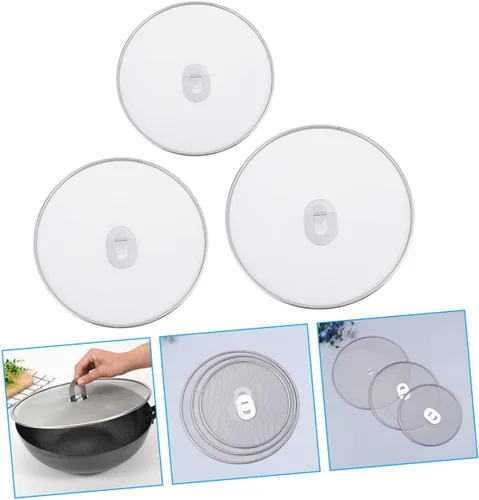 Vista 4 de 3pcs Stainless Steel Splatter Screen for Frying Pan Oil Guard