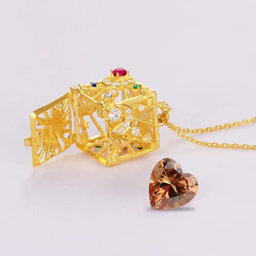 Vista 2 de VINKACE - Collares para mujeres y hombres, vermeil hechos a mano, con forma de corazón, circonita, colgante para hombres y mujeres, regalo para él