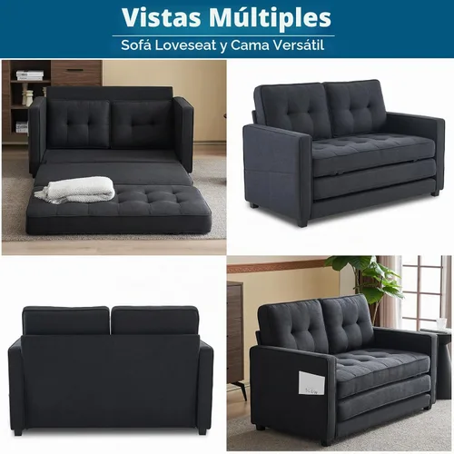 Vista 5 de VINGLI Sofá Cama Loveseat Mejorado, 53.5" An x 83" L Sofá Cama Convertible Sofá Cama Futón Sofás para Sala de Estar, Sofá Cama Plegable