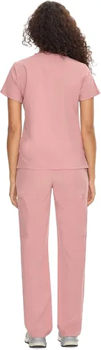 Vista 2 de COZYFIT Scrubs for Women Set - V-Neck & Straight Leg Pants with 9 Pockets Rosa
