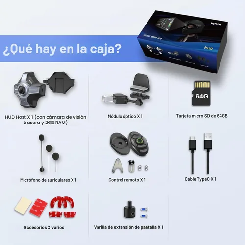 Vista 3 de Casco de Motocicleta E6+ HUD, Pantalla de Visualización Frontal, Bluetooth, GPS, CarPlay, Android Auto, Intercomunicador de Malla, Cámara de Visión