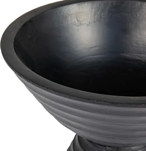 Vista 3 de Creative Co-Op - Tazón de servir con pedestal de madera estilo bohemio, acabado negro