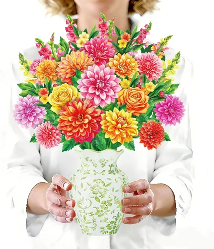 Vista 11 de WhatSign Tarjeta de feliz día de la madre con flores emergentes, impresionante ramo de peonías 3D para mamá, abuela, hija, hermana, tía, tarjetas