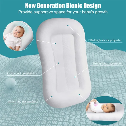 Vista 5 de Alfombrilla para el tiempo boca abajo, color azul Portable Infant Support Cushion With Removable Cover, Home & Travel, Soft Breathable, Supervised