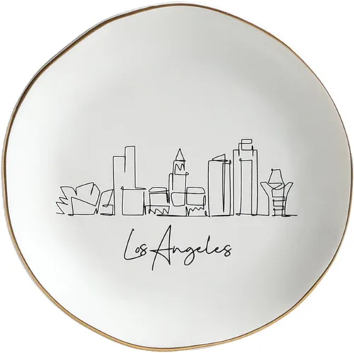Vista 3 de COLLECTIVE HOME - Plato de joyería Skyline, plato de cerámica para baratijas, bandeja de joyería de paisaje, placa decorativa de vista de la ciudad